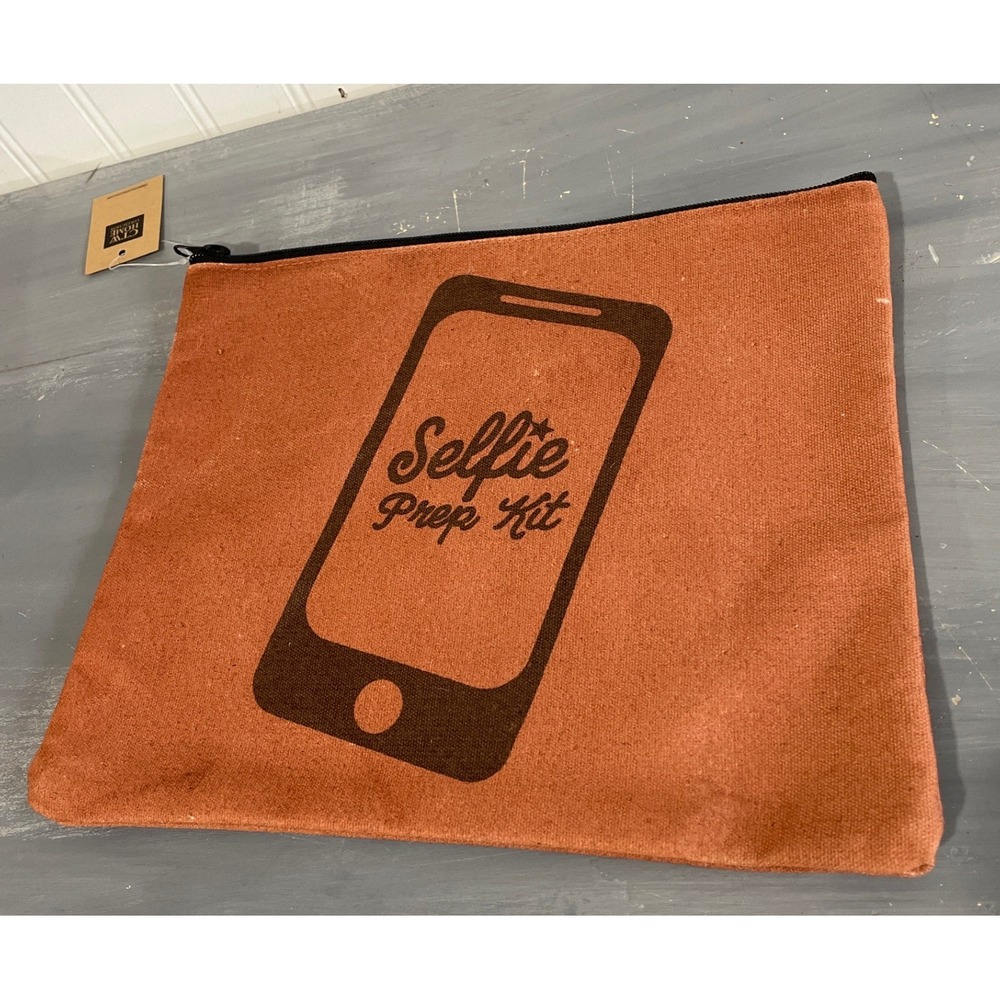 CTW Home Collection Selfie Prep Kit Canvas Travel Bag Terracotta Orange Cosmetic